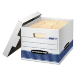 Bankers Box STORFILE Medium-Duty LetterLegal Storage Boxes, LetterLegal Files, 12.75 x 16.5 x 10.5, WhiteBlue, 12Carton (FEL00789)