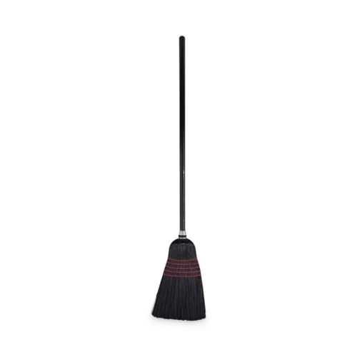 Boardwalk Flagged Tip Poly Bristle Janitor Brooms, 10 x 58.5, Wood Handle, NaturalBlack, 12Carton (BWK930BP)