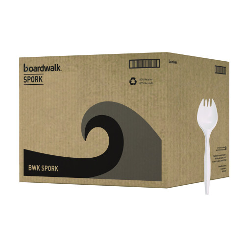 Boardwalk Mediumweight Polypropylene Cutlery, Spork, White, 1000Carton (BWKSPORK)