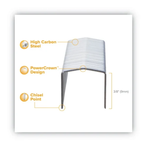 Bostitch B8 PowerCrown Premium Staples, 0.38 Leg, 0.5 Crown, Steel, 5,000Box (BOSSTCR211538)