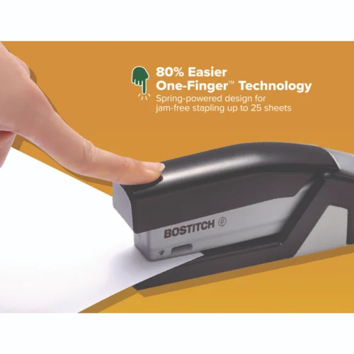 Bostitch InJoy One-Finger 3-in-1 Eco-Friendly Compact Stapler, 20-Sheet Capacity, Black (ACI1510)