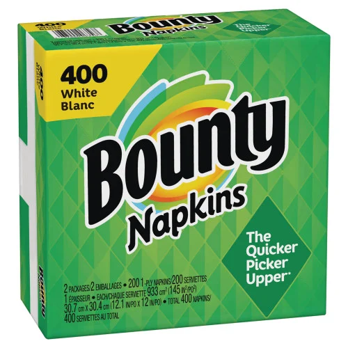 Bounty Quilted Napkins, 2-Ply, 12.1 x 12, White, 400Pack, 4 PacksCarton (PGC19096)