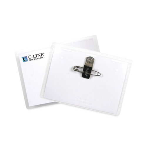 C-Line Name Badge Kits, Top Load, 4 x 3, Clear, Combo ClipPin, 50Box (CLI95743)
