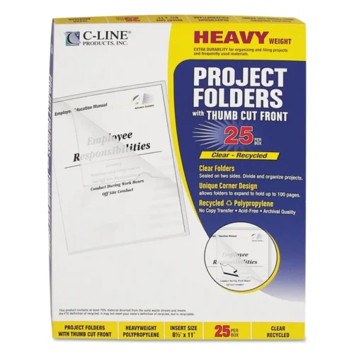 C-Line Poly Project Folders, Letter Size, Clear, 25Box (CLI62127)