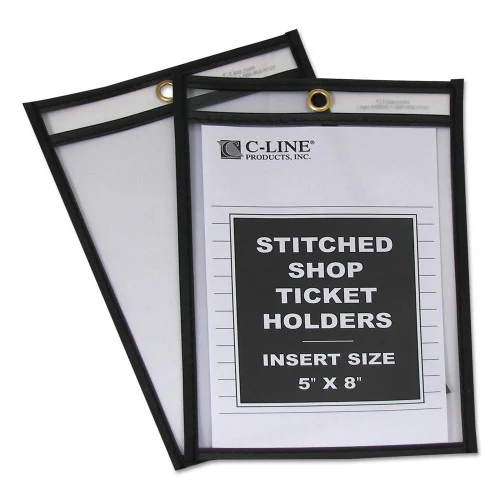 C-Line Shop Ticket Holders, Stitched, Both Sides Clear, 25 Sheets, 5 x 8, 25Box (CLI46058)