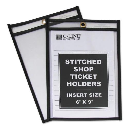 C-Line Shop Ticket Holders, Stitched, Both Sides Clear, 50 Sheets, 6 x 9, 25Box (CLI46069)