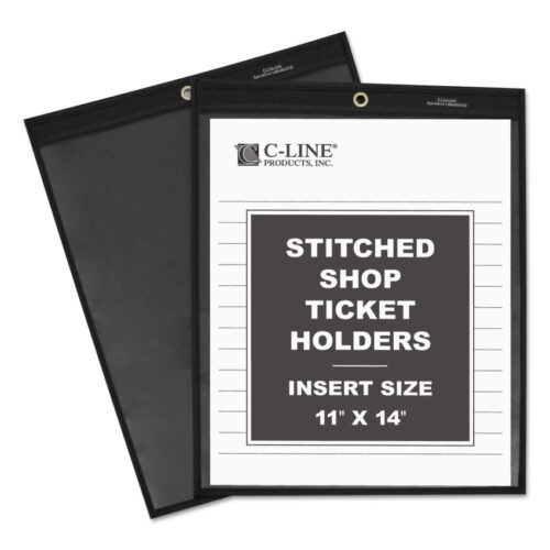 C-Line Shop Ticket Holders, Stitched, One Side Clear, 75 Sheets, 11 x 14, 25BX (CLI45114)