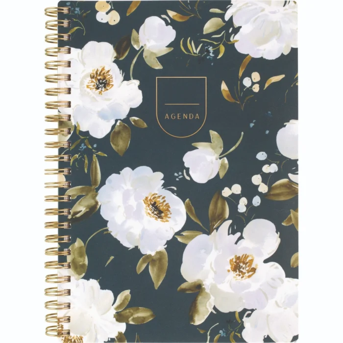 Cambridge Leah Bisch WeeklyMonthly Floral Planner, Floral Artwork, 8.5 x 6.38, BlueWhiteGold Cover, 12-Month (Jan to Dec) 2025 (AAGLB34200)