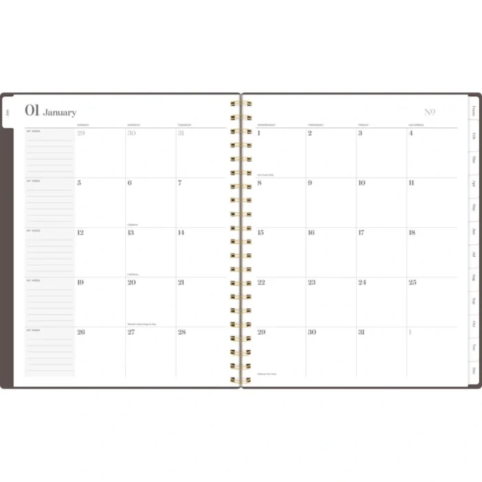 Cambridge Workstyle WeeklyMonthly Planner, 11 x 9.38, BrownGold Cover, 12-Month (Jan to Dec) 2025 (AAG160690504)