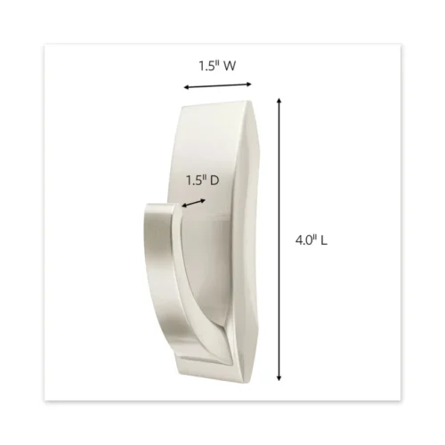 Command Bath Hook, Large, Metal, Satin Nickel, 5 lb Capacity, 1 Hook and 2 Strips (MMM70005080679)