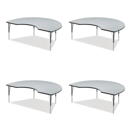 Correll Adjustable Activity Tables, Kidney Shaped, 72 x 48 x 19 to 29, Gray Top, Gray Legs, 4Pallet (CRL4872TF15954P)