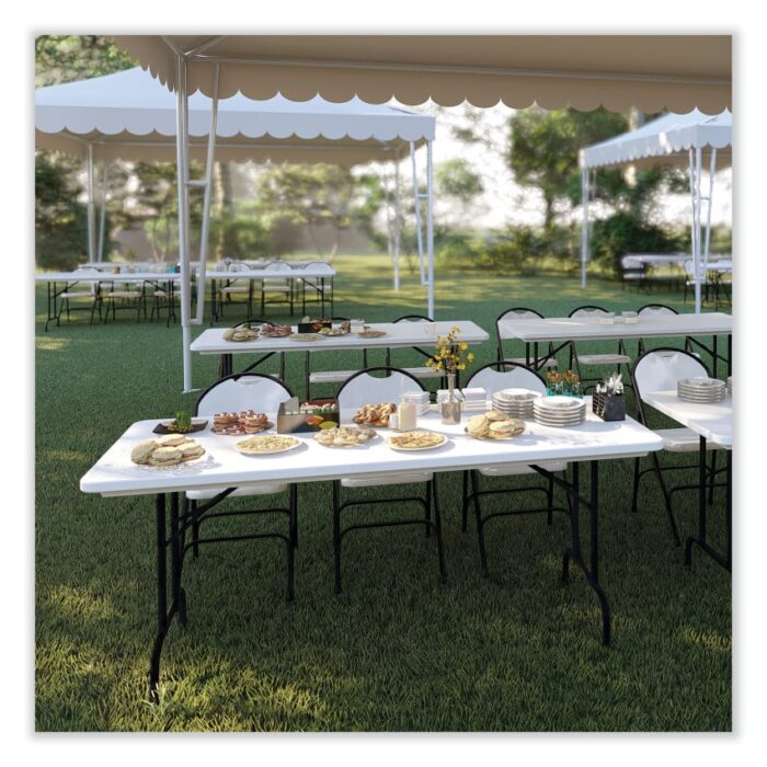 Correll Adjustable Folding Table, Rectangular, 48 x 24 x 22 to 32, Gray Granite Top, Black Legs, 4Pallet (CRLRA2448234P)