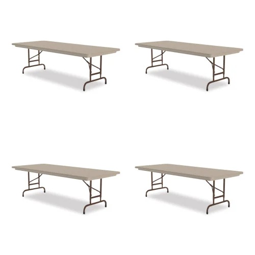 Correll Adjustable Folding Tables, Rectangular, 72 x 30 x 22 to 32, Mocha Granite Top, Brown Legs, 4Pallet (CRLRA3072244P)