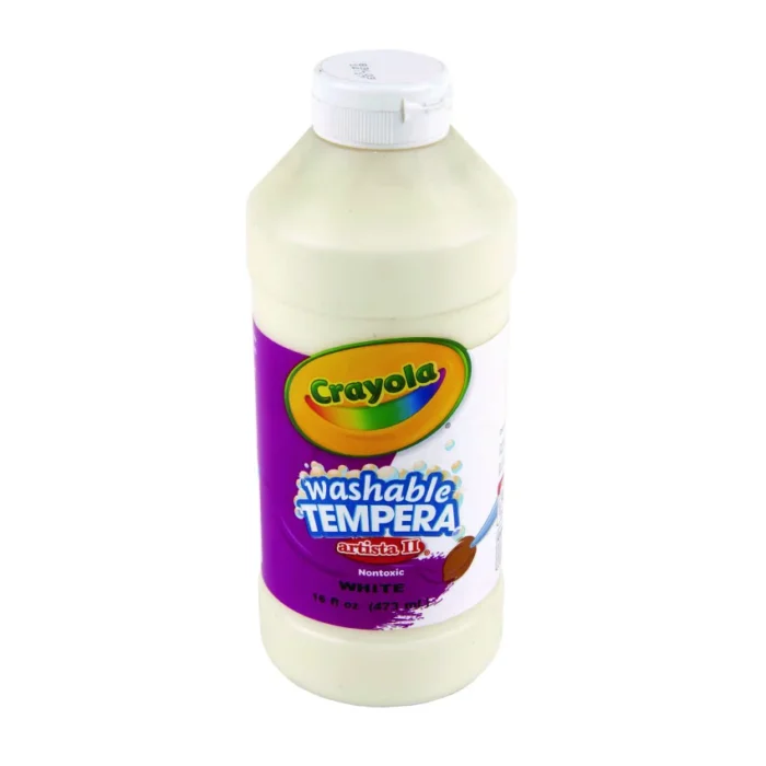 Crayola Artista II Washable Tempera Paint, White, 16 oz Bottle (CYO543115053)