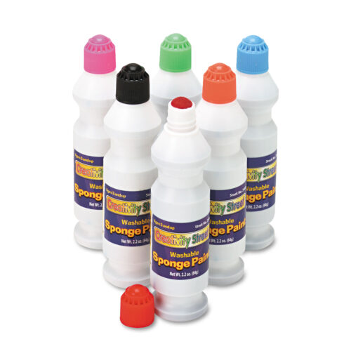 Creativity Street Sponge Paint Set, 6 Assorted Colors, 2.2 oz Bottle, 6Pack (CKC2400)