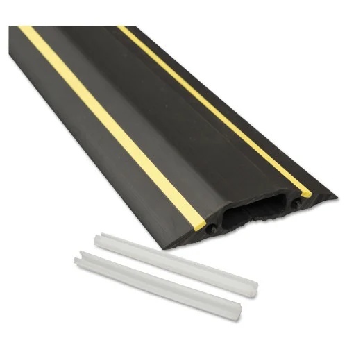 D-Line Medium-Duty Floor Cable Cover, 3.25 x 0.5 x 6 ft, Black with Yellow Stripe (DLNFC83H)