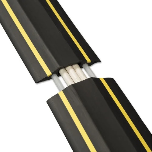 D-Line Medium-Duty Floor Cable Cover, 3.25 x 0.5 x 6 ft, Black with Yellow Stripe (DLNFC83H)