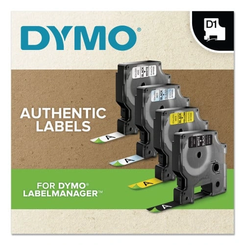 DYMO D1 Standard Labels, 0.5 x 23 ft, Black Print on White Tape, 6Pack (DYM2025517)