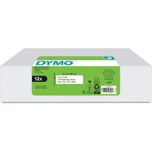 DYMO LW Address Labels, 1.13 x 3.5, White, 350 LabelsRoll, 12 RollsPack (DYM2050768)