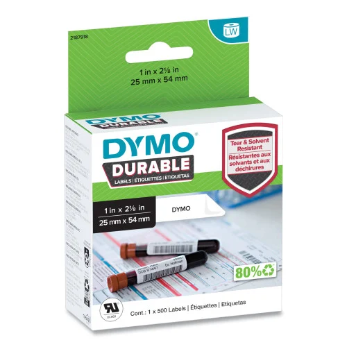 DYMO LW Durable Labels, Medical Prescription Label, 1 x 2.13, White, 500 LabelsRoll (DYM2187918)