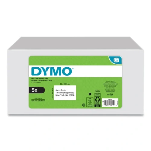 DYMO LW Extra-Large Shipping Labels, 4 x 6, White, 220 LabelsRoll, 5 RollsPack (DYM2026404)