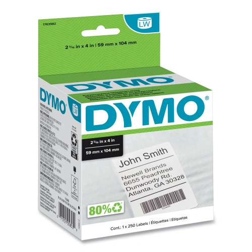 DYMO LabelWriter Shipping Labels, 2.31 x 4, White, 250 LabelsRoll (DYM1763982)