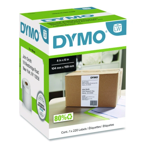 DYMO LabelWriter Shipping Labels, 4 x 6, White, 220 LabelsRoll (DYM1744907)