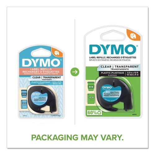 DYMO LetraTag Plastic Label Tape Cassette, 0.5 x 13 ft, Clear (DYM16952)