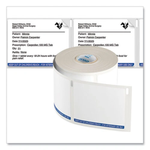 DYMO Veterinary Prescription Labels for LabelWriter Label Printers, 2.75 x 2.12, BlackWhite, 400 LabelsRoll, 6 RollsPack (DYM2187328)