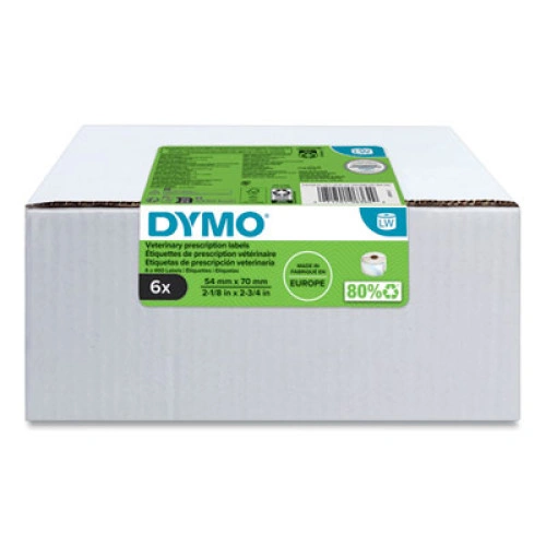 DYMO Veterinary Prescription Labels for LabelWriter Label Printers, 2.75 x 2.12, BlackWhite, 400 LabelsRoll, 6 RollsPack (DYM2187328)