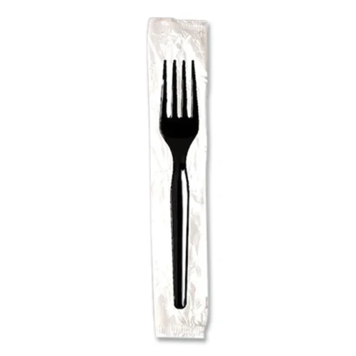 Dixie Individually Wrapped Mediumweight Polystyrene Cutlery, Fork, Black, 1,000Carton (DXEFM53C7)