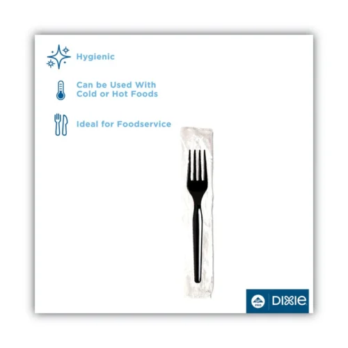 Dixie Individually Wrapped Mediumweight Polystyrene Cutlery, Fork, Black, 1,000Carton (DXEFM53C7)