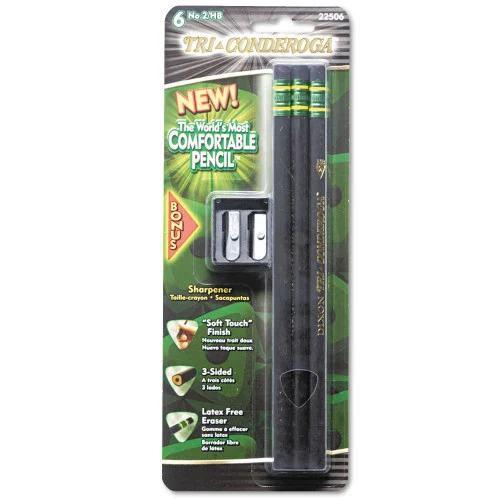 Dixon Tri-Conderoga Triangular #2 Woodcase Oversized Pencil, HB (#2), Black Lead, Yellow Barrel, 3Pack (DIX22506)