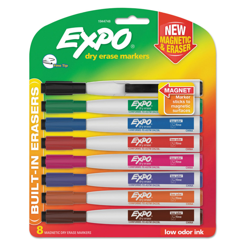 SAN1944748 - EXPO Magnetic Dry Erase Marker, Fine Bullet Tip, Assorted Colors, 8Pack (SAN1944748)