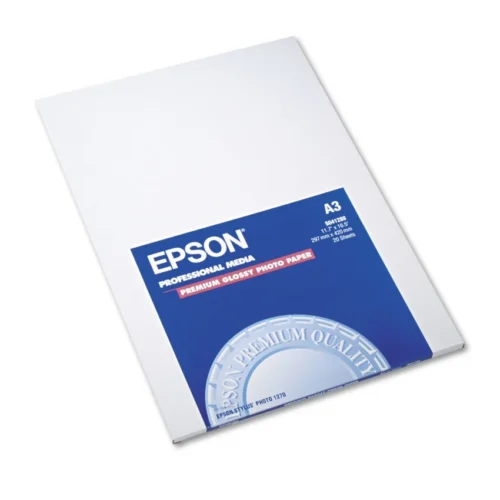 Epson Premium Photo Paper, 10.4 mil, 11.75 x 16.5, High-Gloss White, 20Pack (EPSS041288)