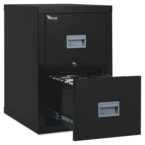 FireKing Patriot by FireKing Insulated Fire File, 1-Hour Fire Protection, 2 LegalLetter File Drawers, Black, 17.75 x 25 x 27.75 (FIR2P1825CBL)
