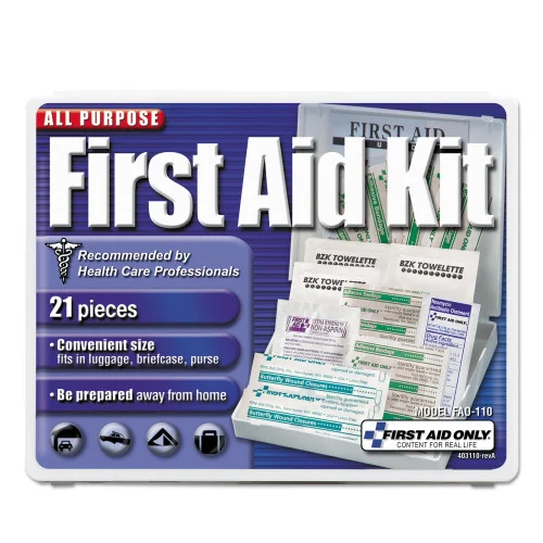 First Aid Only All-Purpose First Aid Kit, 21 Pieces, 4.75 x 3, Plastic Case (FAO110)