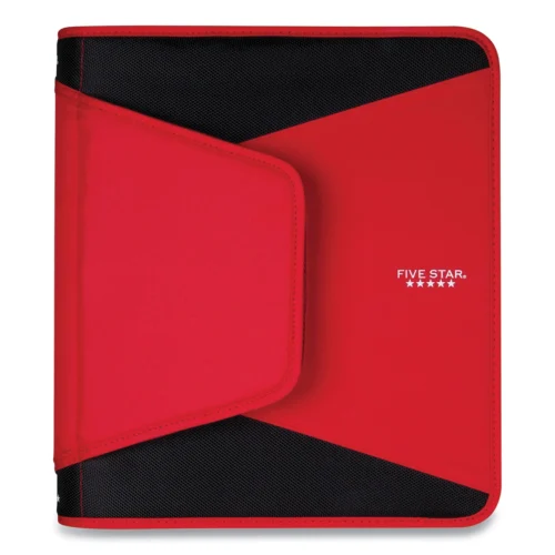 Five Star Tech Zipper Binder, 3 Rings, 1.5" Capacity, 11 x 8.5, Red/Black Accents (ACC72206)