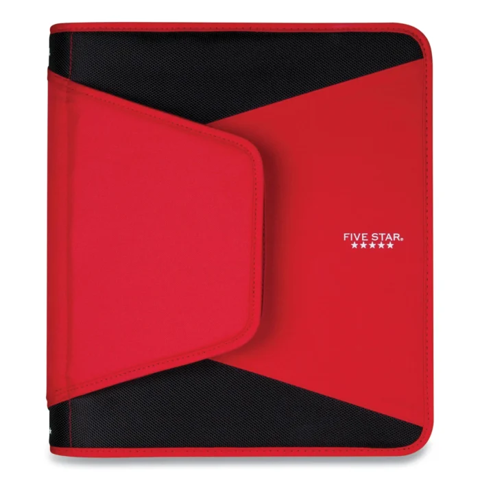 Five Star Tech Zipper Binder, 3 Rings, 1.5" Capacity, 11 x 8.5, Red/Black Accents (ACC72206)