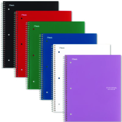 Five Star Wirebound Notebook with Eight Pockets, 5-Subject, MediumCollege Rule, Randomly Assorted Cover Color, (200) 11 x 8.5 Sheets (MEA06208)