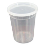 GE Plastic Deli Container with Lid, 32 oz, Clear, Plastic, 240Carton (GENDELI32OZ)