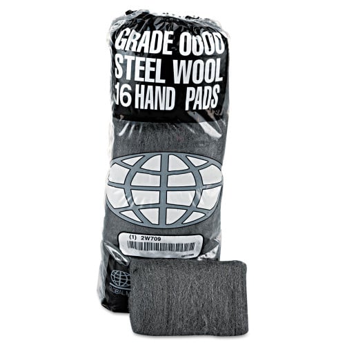 GMT Industrial-Quality Steel Wool Hand Pads, #0000 Super Fine, Steel Gray, 16 PadsSleeve, 12 SleevesCarton (GMA117000)