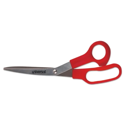 General General Purpose Stainless Steel Scissors, 7.75 Long, 3 Cut Length, Offset Red Handle, 3Pack (UNV92019)