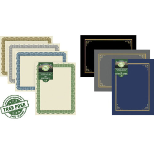 Geographics Award Certificates, 8.5 x 11, Natural with Green Braided Border, 15Pack (GEO49016)