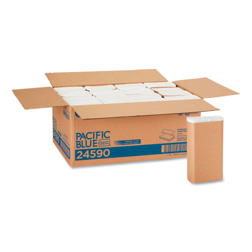 Georgia Pacific Professional Pacific Blue Basic M-Fold Paper Towels, 1-Ply, 9.2 x 9.4, White, 250Pack, 16 PacksCarton (GPC24590)