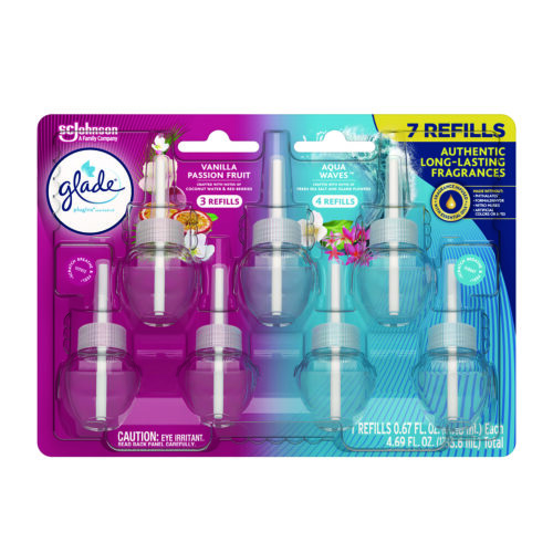 Glade Plugins Scented Oil Refill, Aqua WavesVanilla Passionfruit, 0.67 oz, 7Pack (SJN350783)