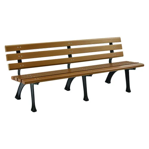 Global Industrial Recycled Plastic Benches with Back, 72 x 23 x 28, Tan (GBE240126TN)