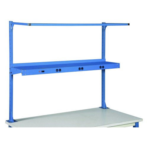 Global Industrial Upper Workbench Shelf, 6 Single Outlets, For Use With 60 Wide Workbenches, 100 lb Weight Capacity (GBE249295ABL)