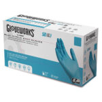 GloveWorks by AMMEX Blue Nitrile Exam Gloves, Powder-Free, X-Large, Blue, 8 mil, 50Box, 10 BoxesCarton (AXCGPNHD68100)