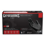 GloveWorks by AMMEX Industrial Nitrile Gloves, Powder-Free, 5 mil, X-Large, Black, 100 GlovesBox, 10 BoxesCarton (AXCGPNB48100)